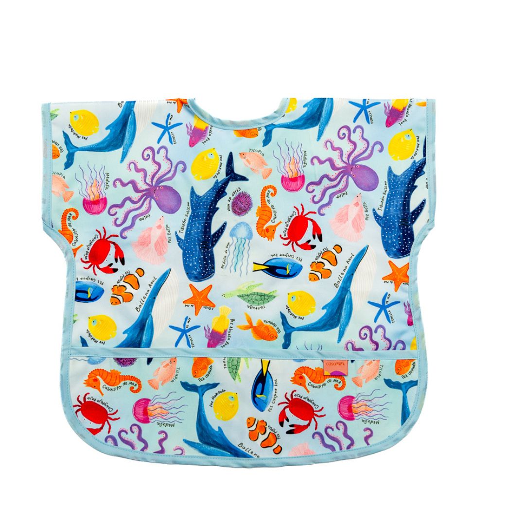 Babero Manga Corta Azul Océano - 6 a 36 meses