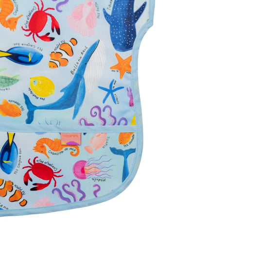 Babero Manga Corta Azul Océano - 6 a 36 meses