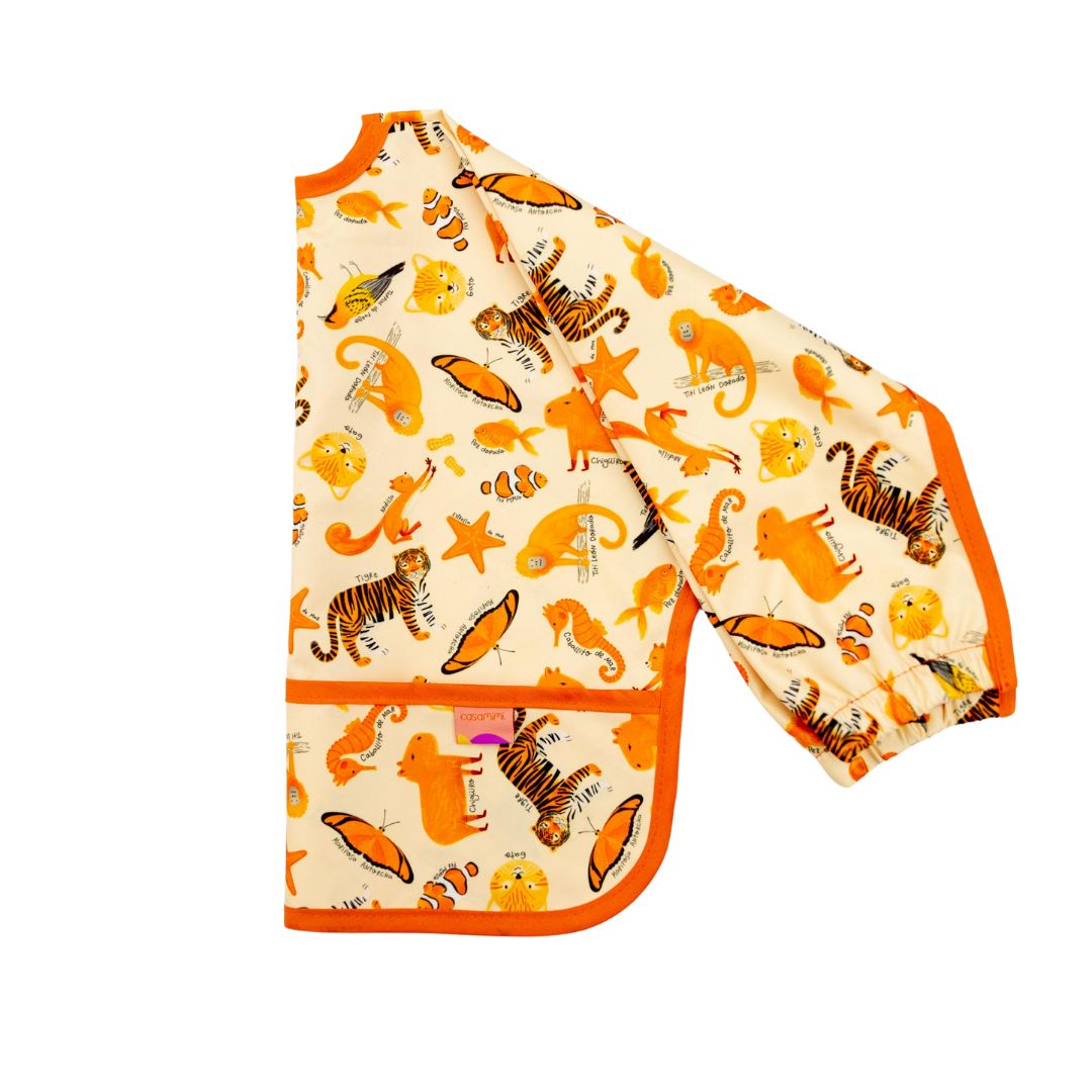 Babero Manga Larga 6-18 meses – Naranja 🍊