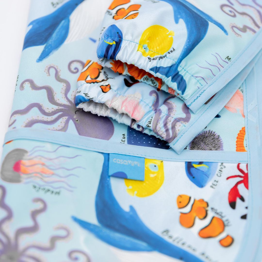 Babero Manga Larga 2- 4 años– Azul Océano 🌊