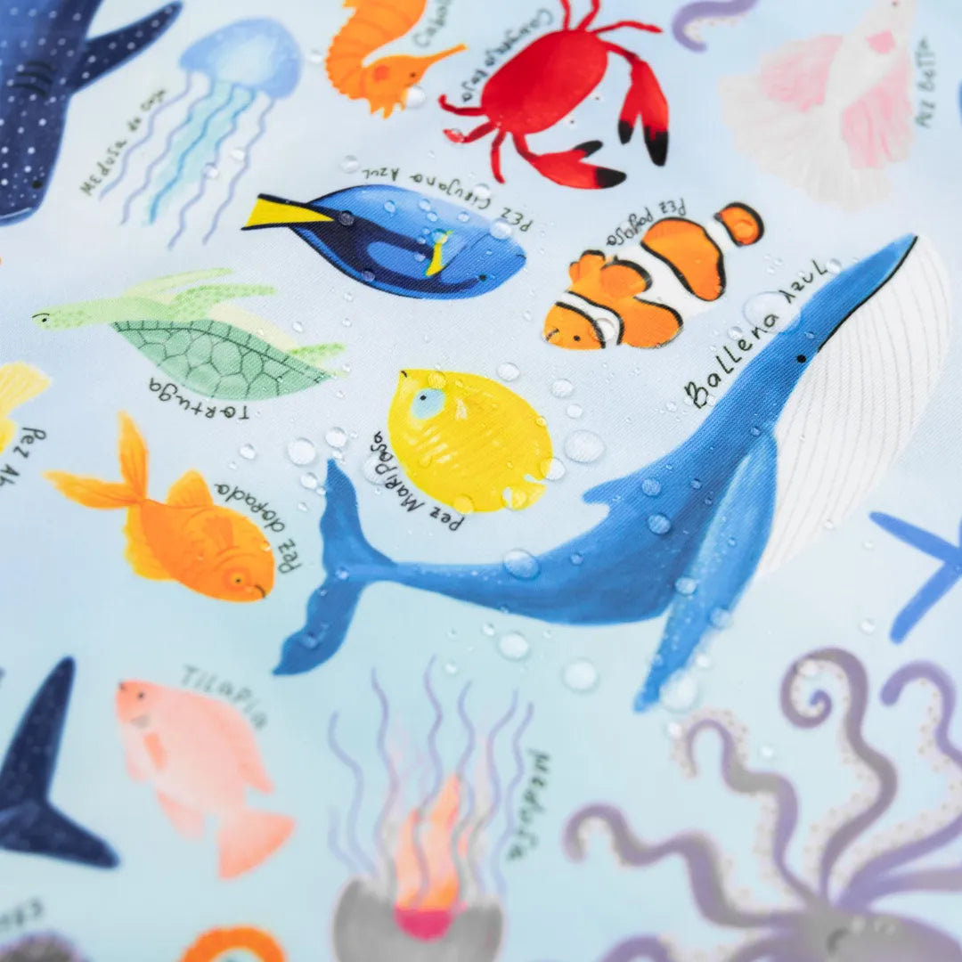 Babero Manga Larga 6-18 meses – Azul Océano 🌊
